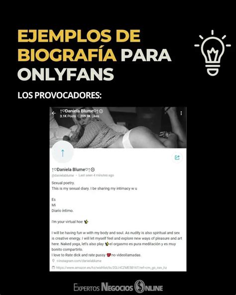 ejemplos de biografas para onlyfans|Consejos y Ejemplos para Crear una Biografía。